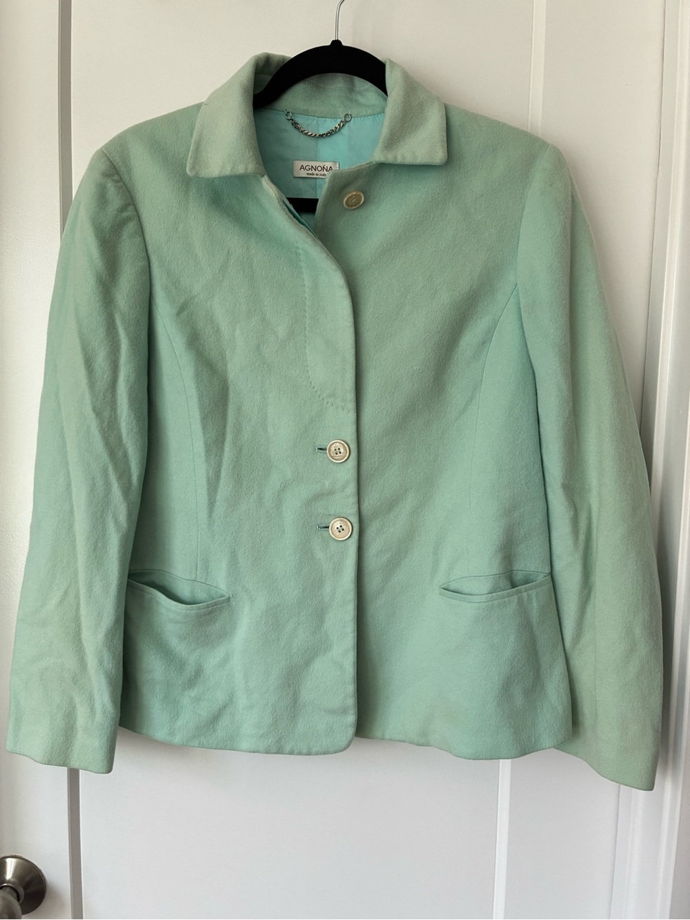 Vintage Agnona 100% Cashmere Jacket - Made in Italy - Pale Turquoise